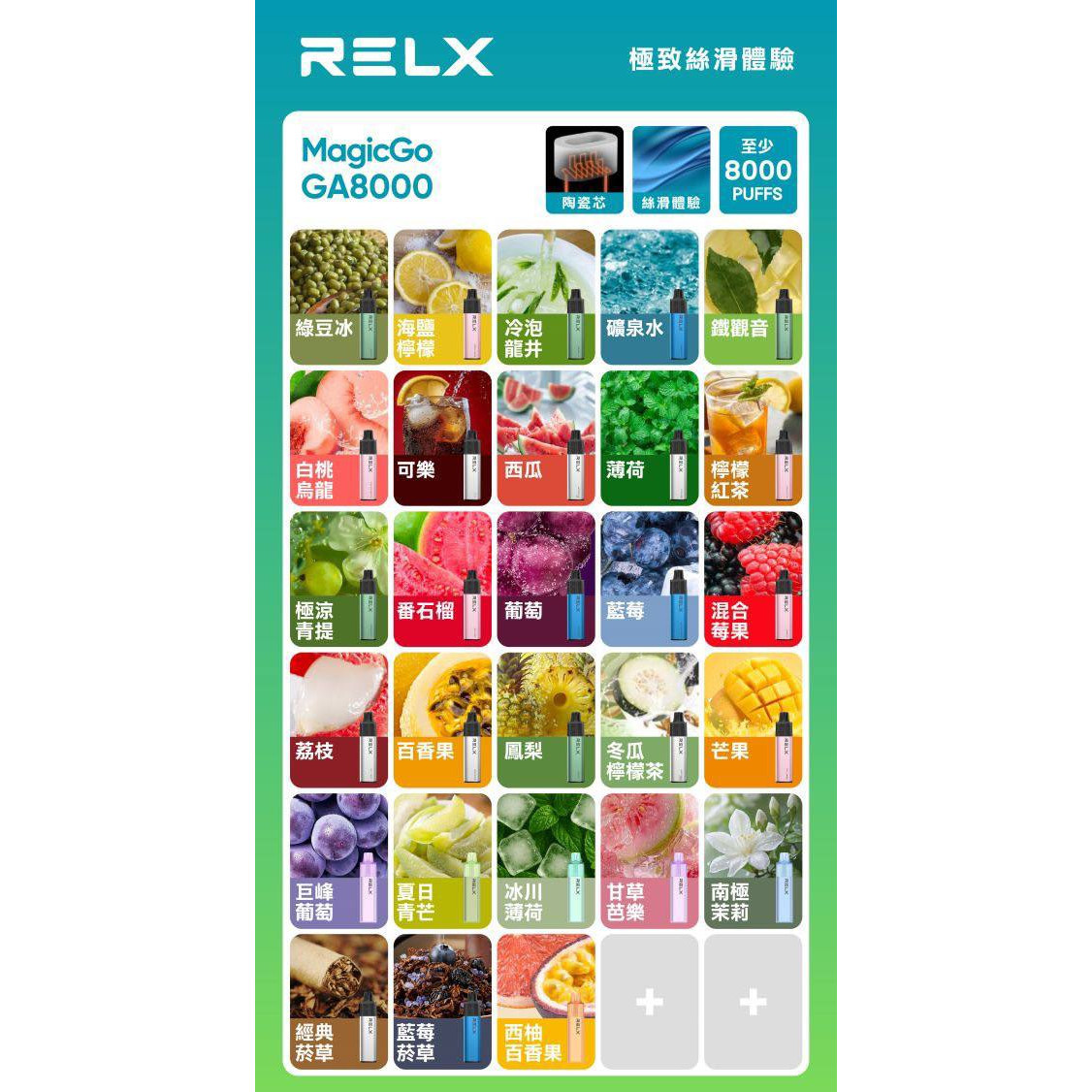 <p><strong>RELX 8000口</strong></p>